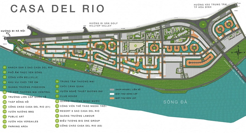 Mặt bằng tổng thể dự án Casa Del Rio Hòa Bình