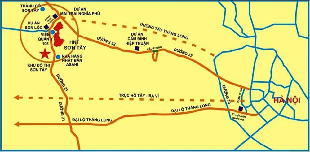 Vị trí dự án HNT Sơn Tây
