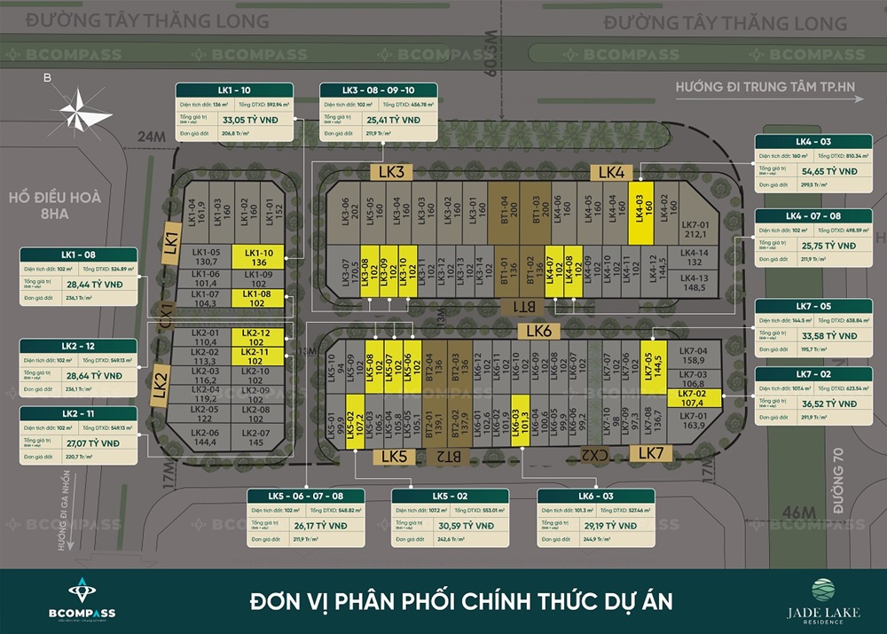 Giá Bán Và Tiến Độ Thanh Toán Jade Lake Residence Tây Thăng Long