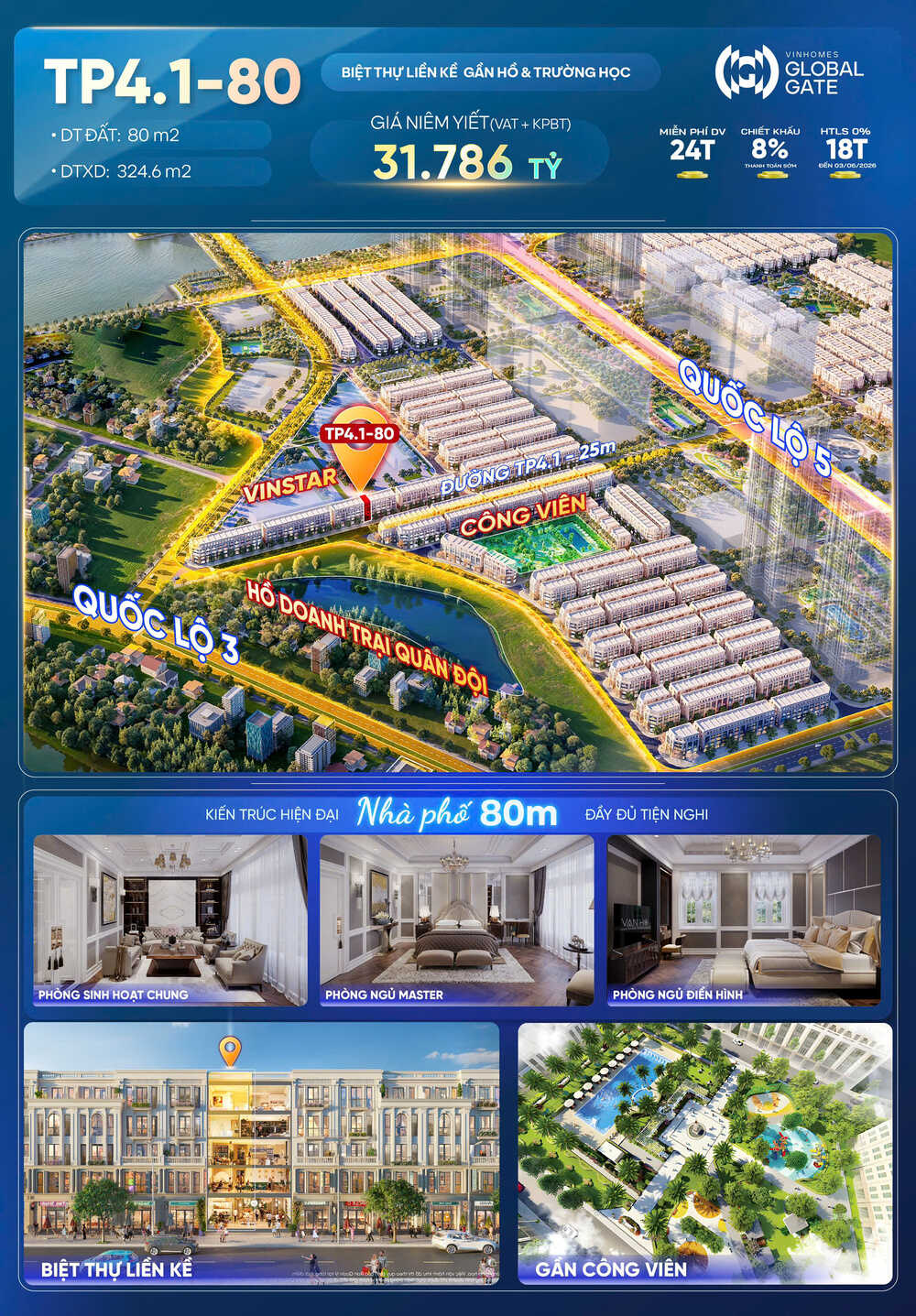 Liền kề TP4.1-80 phân khu Thịnh Vượng, Vinhomes Cổ Loa