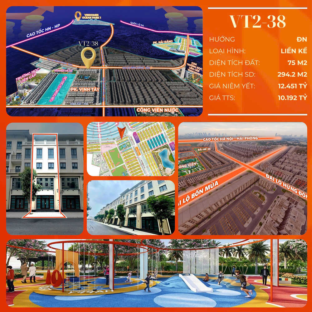 Liền kề VT2-38 Phân khu Vịnh Tây, Vinhomes Ocean Park 3