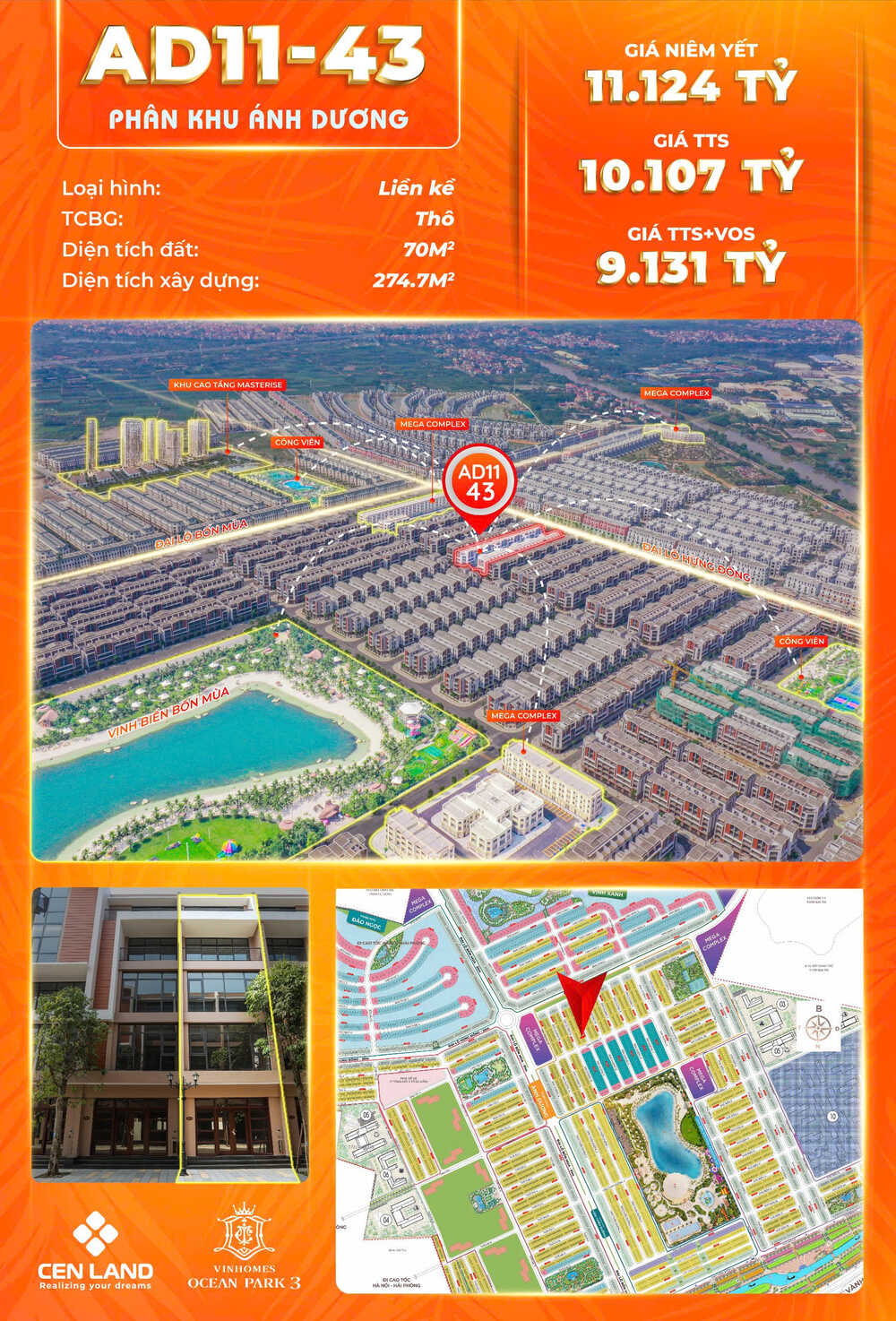Liền kề Lô 11-43, Phân khu Ánh Dương, Vinhomes Ocean Park 3