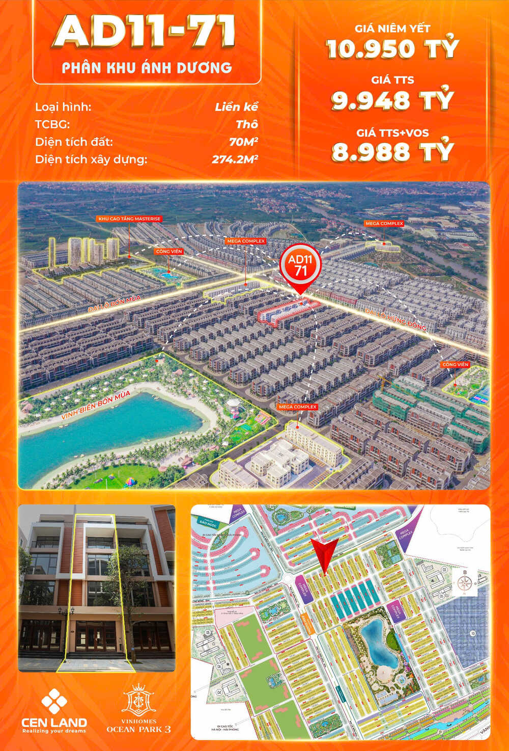 Liền kề lô AD11-71, phân khu Ánh Dương, Vinhomes Ocean Park 3