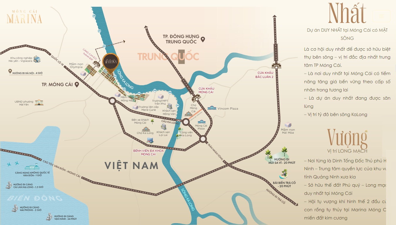 Vị trí đắc địa của dự án Marina Móng Cái