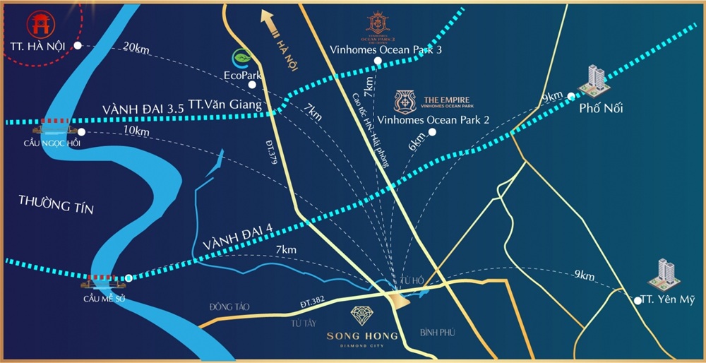 Vị trí đắc địa của dự án Sông Hồng Diamond City