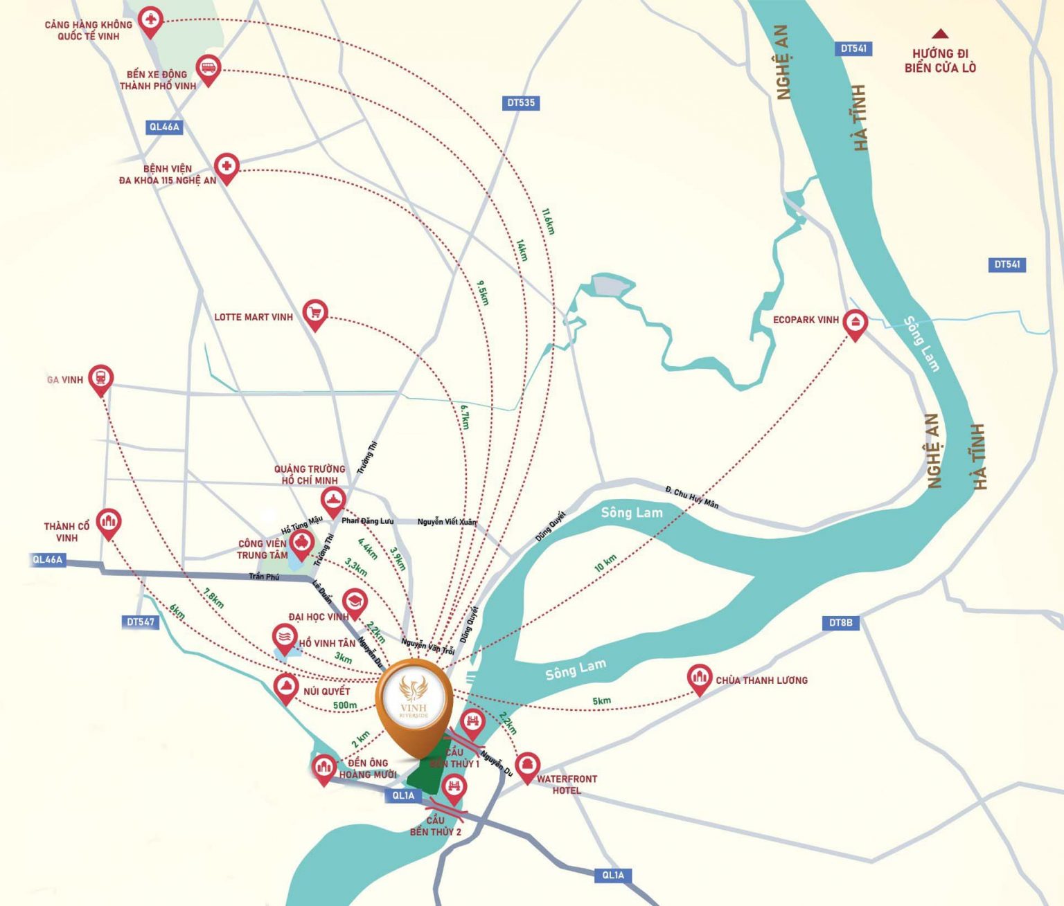 Vị trí dự án Vinh Riverside